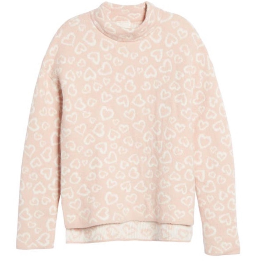 Caslon Heart Mock Neck Sweater NWT